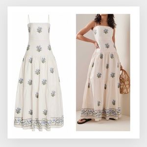Agua Bendita BRAND NEW Lima Embroidered Linen Maxi Dress